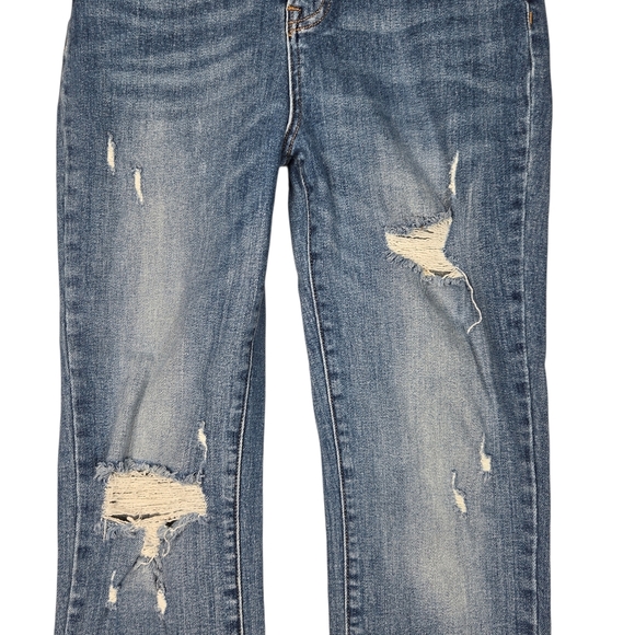 Risen High Rise Jean Size 28 / 7 Distressed Skinny Blue Stretch Denim Holes - Picture 5 of 16